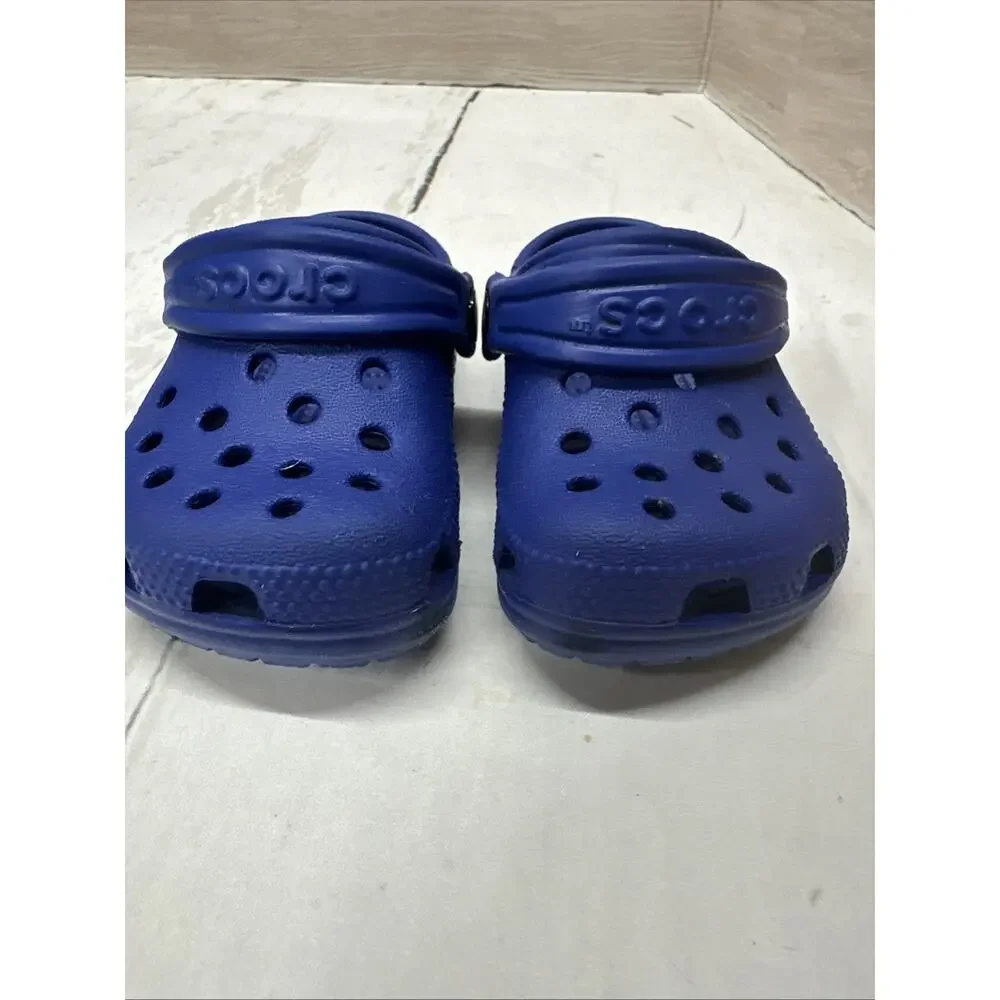 Crocs Classic Clog Baby Toddler SZ 2 3 Slip-On Blue Water Shoes Unisex My First